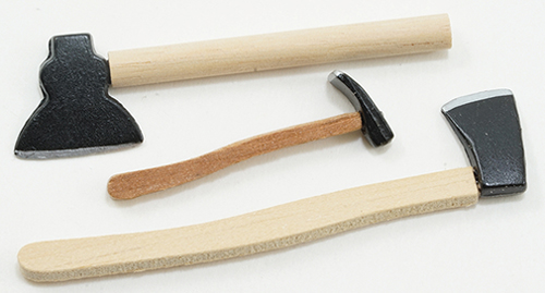 Dollhouse Miniature Axe Set, 3/Pk